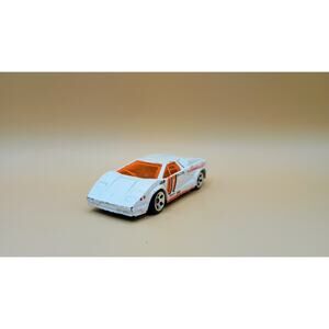 1997 Hot Wheels Lamborghini Count Tach White w/Orange Graphics Made in Thailand